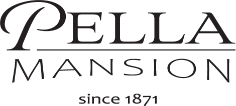 Logo of Pella Mansion, established in 1871.